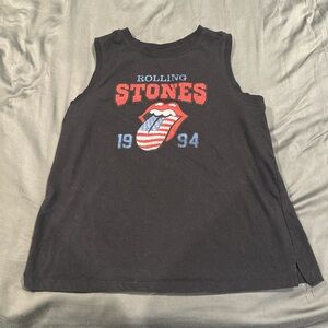 The Rolling Stones Black Tank Top with Red and Blue Logo